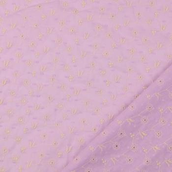 Dobby Voile mit Blumenstickerei, flieder